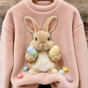 Fluffy and Soft Pink Bunny Easter Sweatshirt
